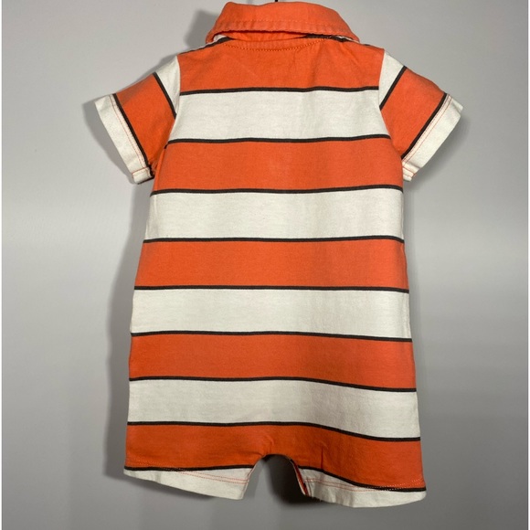 Carter's Striped Orange White Shark Jersey Romper size 9 Months - Picture 4 of 6